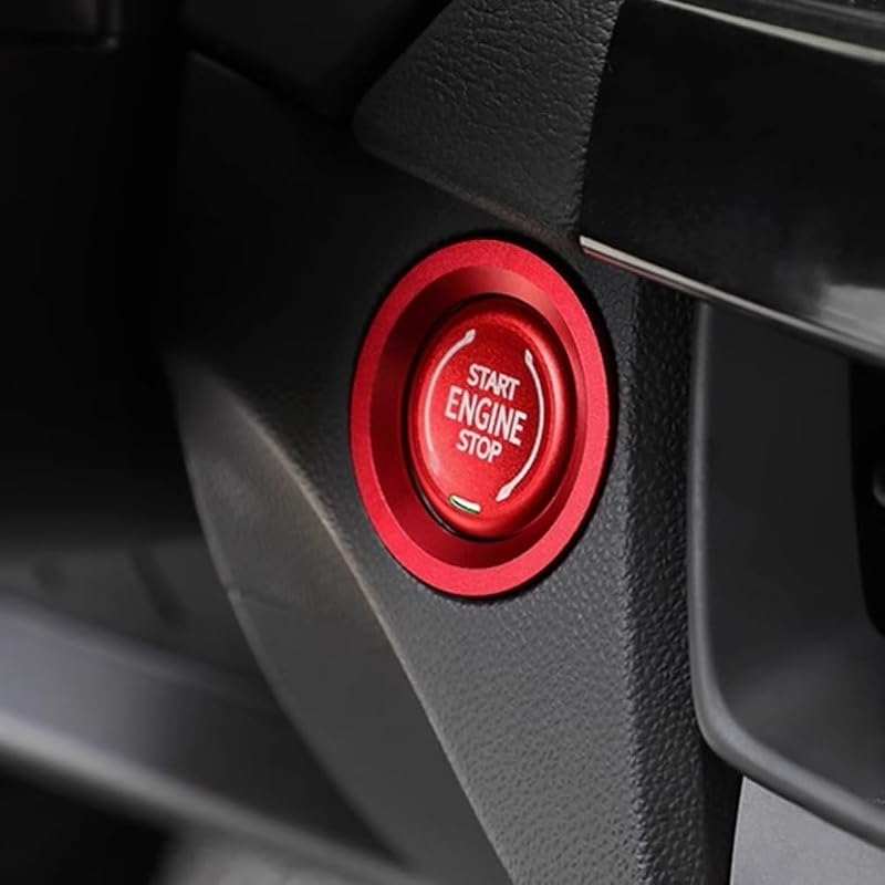 Moldura Vermelha do Botão Start/Stop ruihe em Alumínio para Chevrolet Suburban, Tahoe, Blazer, Colorado e GMC Canyon – 1 unidade