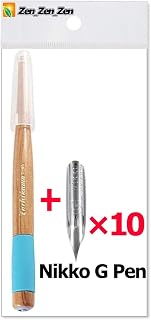 Tachikawa Pen Nib Holder(T-40) + Nikko G Pen Nib Pack of 10(NG-10),and Anti Rust Paper included