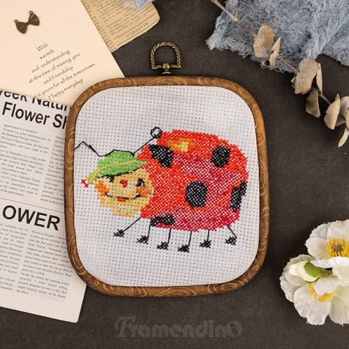 Image of Framendino, 3 Pack Imitation Wood Embroidery Hoops Cross Stitch Craft Hoop Frame for Holiday Decoration 5.71 inchx6.5 inch