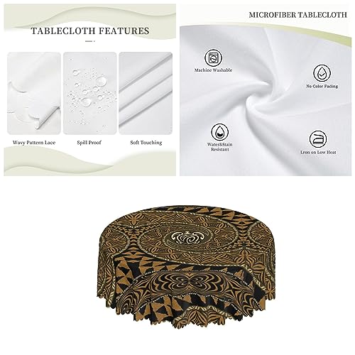 Nappe ronde 150 cm Tapa Honu en polyester imperméable - 4