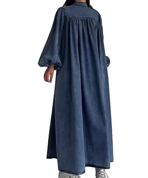 Glkaend Blue,XS, Women's Casual Long Sleeve Denim Dress