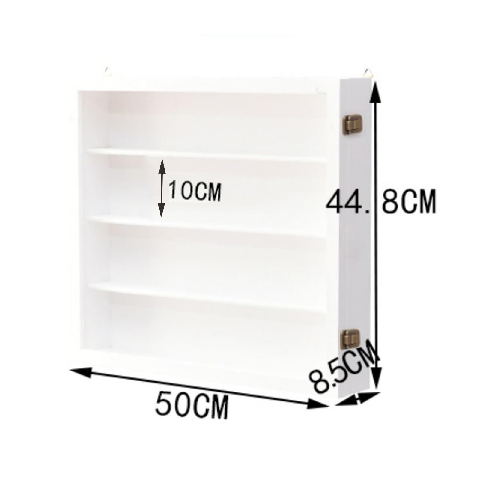 Woo - Vetrina trasparente per oggetti da collezione, multi livello, con porta e mensola per giocattoli, per camera da letto, montaggio a parete (50 x 44,8 x 8,5 cm)
