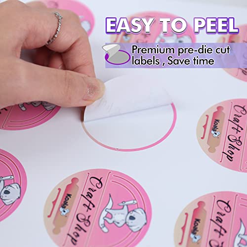 Koala Round Labels 2 Inch, Glossy Waterproof Printable Circle Stickers for Inkjet and Laser Printer, 240 Circle Labels for Brand Logo, Bottle, Jar