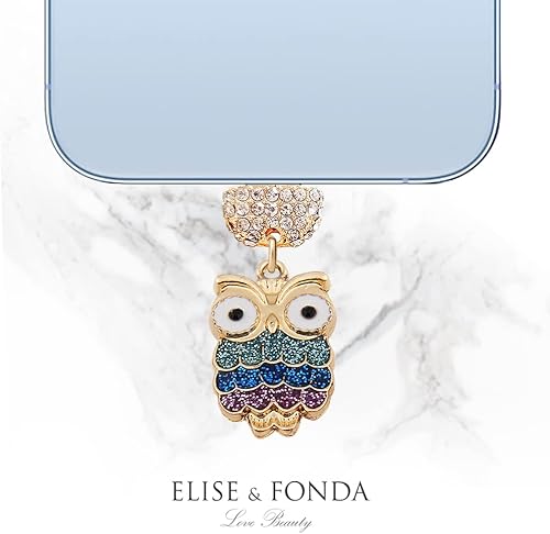 Miniatura 3 de ELISE & FONDA CP516 Puerto de carga USB cristal anti polvo enchufe pequeño búho teléfono encanto para iPhone 131211XS MAXXRX8 Plus76S8SE iPad iPod