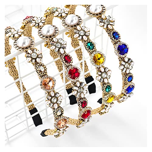 HGWZLQ Faixa de cabeça de flor de pérola de imitação de vidro geométrico de metal feminino criativo