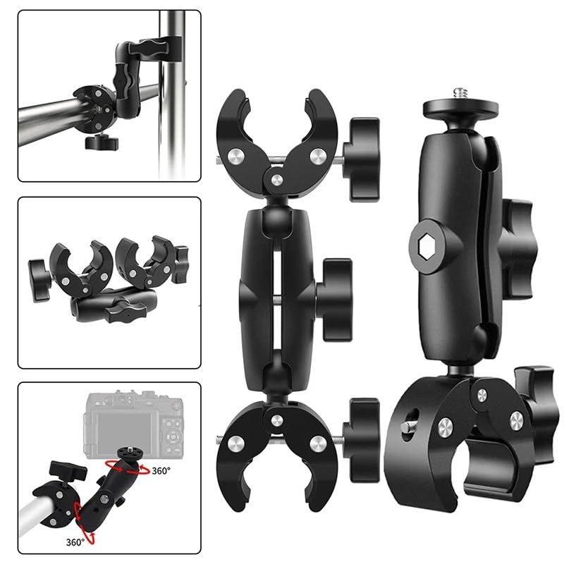 Compatibile con GOPRO Doppio Morsetto Crab Clamp per Bici | Staffa Manubrio, per Insta360, Action Camera(L)