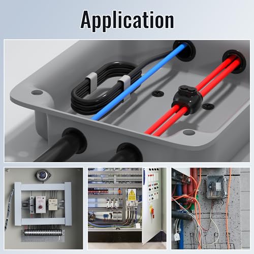 Image of RVBOATPAT 6 Pack Insulated Multi Tap Connector 2 Port 4-14AWG Aluminum Wire Connector Splice Electrical Power Connector Dual Entry 5 /32 inch Allen Hex