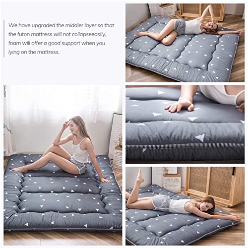 image for MAXYOYO Grey Triangle Printed Japanese Futon Floor Mattress, Thicken S