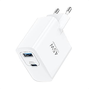 TOPADRE USB C Charger 45 W, 2 Port Fast Charger USB-C Power Supply PD PPS Fast Charger for Samsung Galaxy S25 S24 S23 S22 S21 Ultra, iPhone 17/16/15/14 Pro Max/iPad/Pixel, White