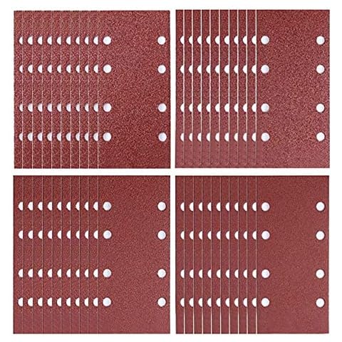 40 Pieces Sanding Sheets Set 93 x 185 mm Sandpaper Hook and Loop Sander Pads Punched 8 Holes Assorted 40/60/ 80/120 Grits for Orbital Sander… Cover