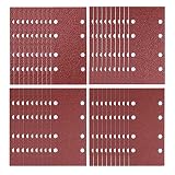 Schleifblätter-Set, 93 x 185 mm, Schleifpapier, Klettschleifer-Pads, gelocht, 8 Loch, sortiert, Körnung 40/60/80/120 für Exzenterschleifer, 40 Stück