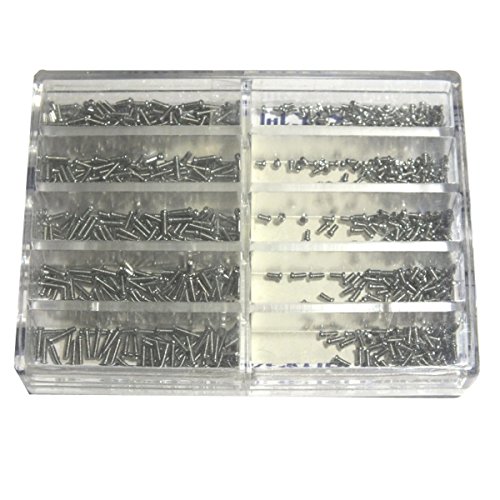 Foxnovo Tornillos, 1000 unidades, herramientas profesionales, Acero Inoxidable, Reloj, Reparación, en 10 Tamaños Diferentes  1,6 mm hasta 6 mm