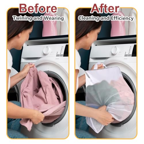 Simarro 2Pcs Mesh Laundry Nets with Zips, White Reusable Travel Laundry Bags with Handle for Delicate Items, Home, Dorm, Hotel, Travel Use (Fine Mesh) - Image 5