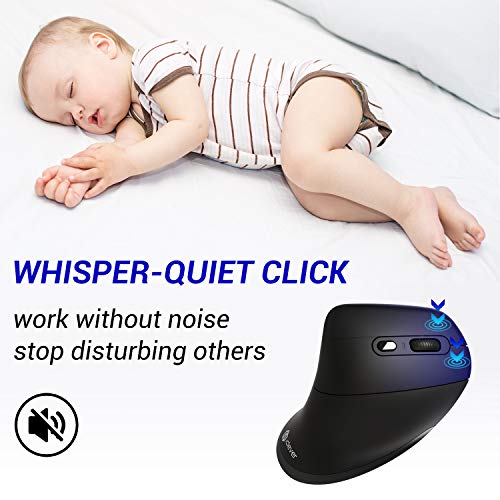 Iclever Ergonomic Mouse, Chargable Vertical Mouse Wireless 6 Buttons With Adjustable Dpi 1000/1600/2400 Comfortable 2.4G Optical Ergo Mouse For Laptop, Computer, Desktop, Windows, Mac Os-Black #TOP2