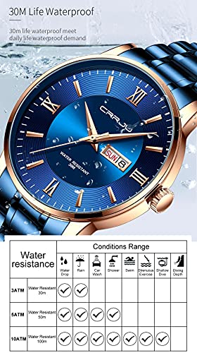 Image of CRRJU Men's Fashion Luxury Stainless Steel Watches for Men Business Auto Date Chronograph Analog Quartz Wristwatches