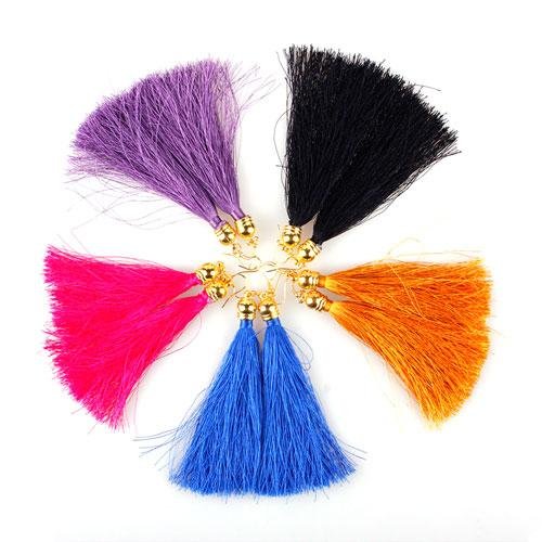 One Pair Vintage Retro Boho Style Bohemian Tassel Fringe Dangle Earrings Black