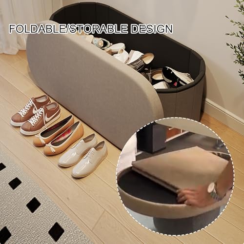 Banc à chaussures avec assise marron et grand rangement pour entrée et salon