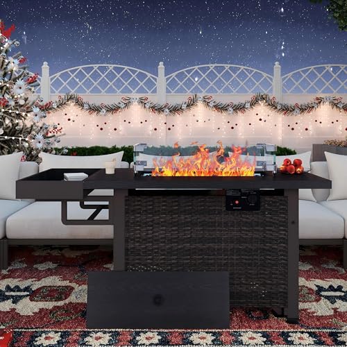 10 Best Outdoor Fire Pits That Will Transform Your Backyard Into a Cozy Oasis 14 Sundale Outdoor 52 Inch Outdoor Fire Pit Table, 50,000 BTU Propane Fire Pits with Storage Shelf, Glass Wind Guard and Lid, Wicker Patio Gas Fire Pit for Outside Patio and Garden, CSA-Listed(Brown)