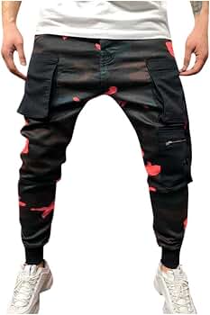 Amazon.com: AKIMPE Pantalones de algodón mezclado de los hombres pantalones  casuales delgados camuflaje pantalones multi-bolsillo al aire libre  deportes pantalones, naranja/fiesta de bloques, M : Ropa, Zapatos y Joyería