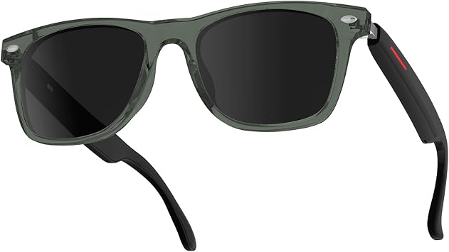 Piluyaa Smart Glasses Bluetooth Audio Glasses for Men Women with Dual Stereo Speakers, Open Ear Music &HD Calling, Touch &Voice Assistant, UV ProtectionGreen