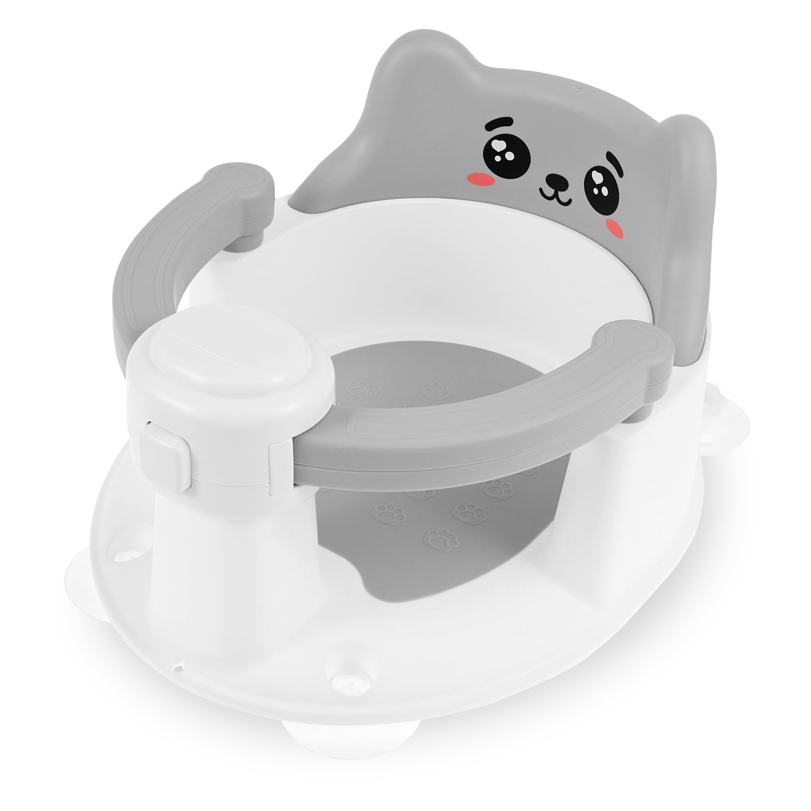Non-Slip Baby Bathtub Seat with 4 Suction Cups, Sit Up Baby Bath Chair from 6 to 24 Months, Infant Bath Tub Chairs, Stable Secure Toddler Bath Chair for Daily Baby Bathing (Grey Smile)