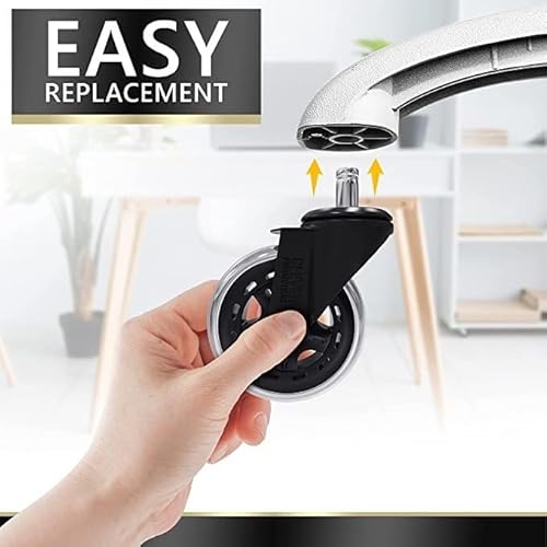 H2C - Kit 5 Rodas Para Cadeira De Escritório Pino 11mm Anti Risco