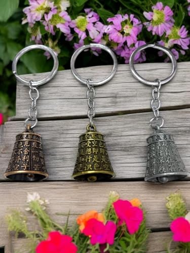 Image of Classic Antique Tibetan Temple Bell Shaped Keyring for Gift Gaurdian bell for Car Bike Bags Metal Key ring Key Chain Bag Charm Gift