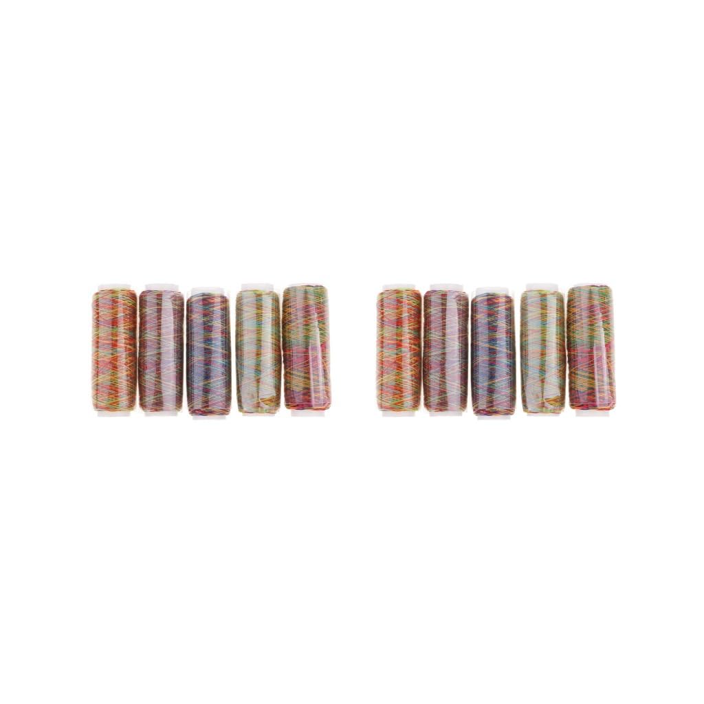 2 Set 5 Pieces 150D Multi-Color Embroidery Yarn Threads for Machine Hand Sewing Craft DIY
