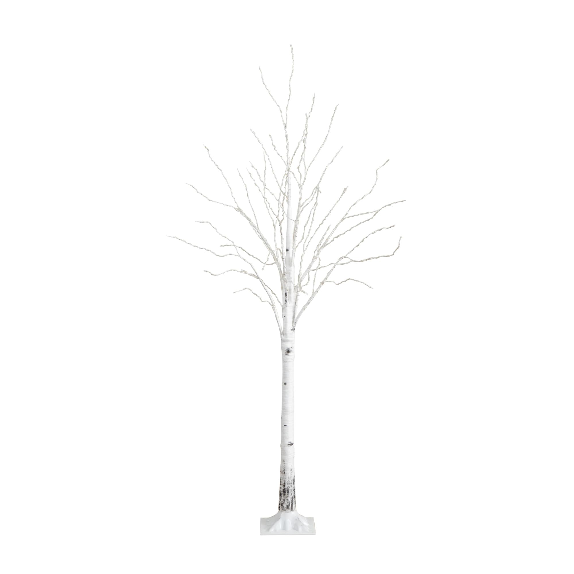 Nearly Natural 3-FT Pre-lit Artificial White Birch Tree with LED Lights, 92 Warm White LEDs for Indoor Home Dcor, Fake Lighted Birch Tree for Winter, Valentine's Day, Easter Decorations