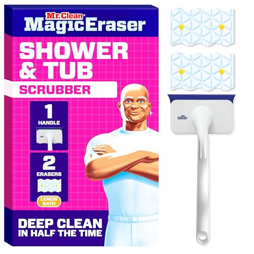 Mr. Clean Magic Eraser Shower & Tub Scrubber, Bathroom Cleaner, All in One Bathroom Cleaner, Lemon...