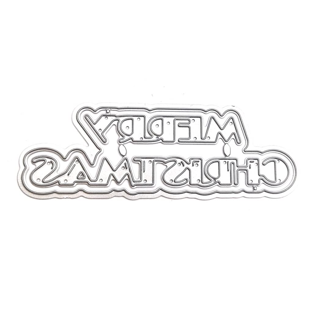 Yanwuwa Christmas Theme Metallic Cutting Dies Decorative Merry Christmas Words Die Cuts Embossing Script Die Stencils Metal Cutting Dies Embossing Stencil For Crafting Scrapbooking Birthday Christmas