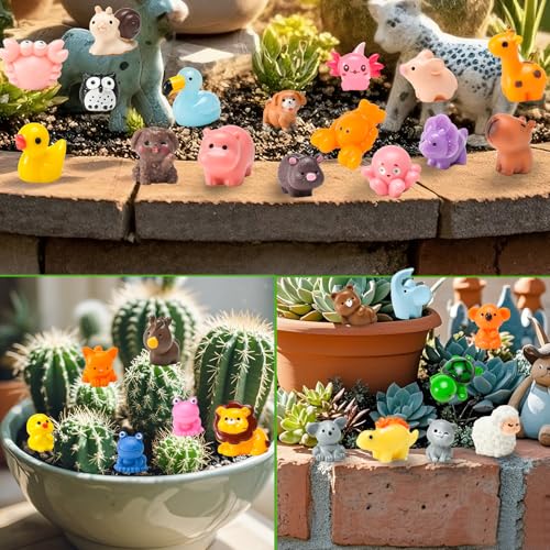 image for PAPPYN-A 50 Pcs Mini Resin Animal Tiny Resin Animals Figurines Bulk Mi
