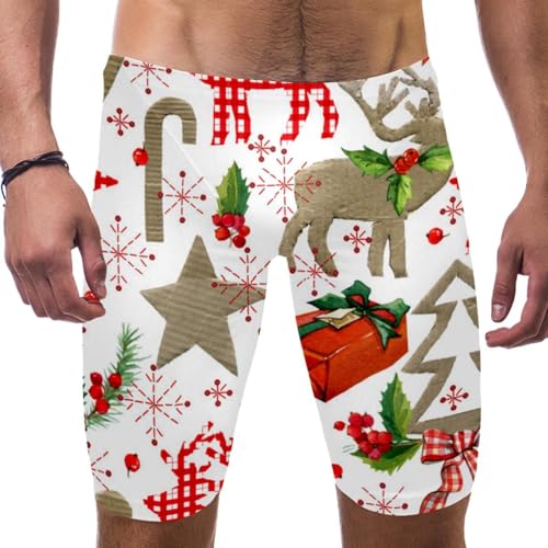 Bañador de hombre con estampado de reno navideño, shorts cómodos para natación