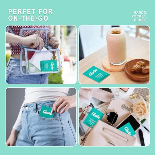 Gisdo 50 Pcs Wet Wipes, Fragrance Free, Plant Based, Aloe Vera for Hands, Face Cleaning, Sufficient Quantity, Individual Wrapped, Portable Size, Ideal for Daily Use