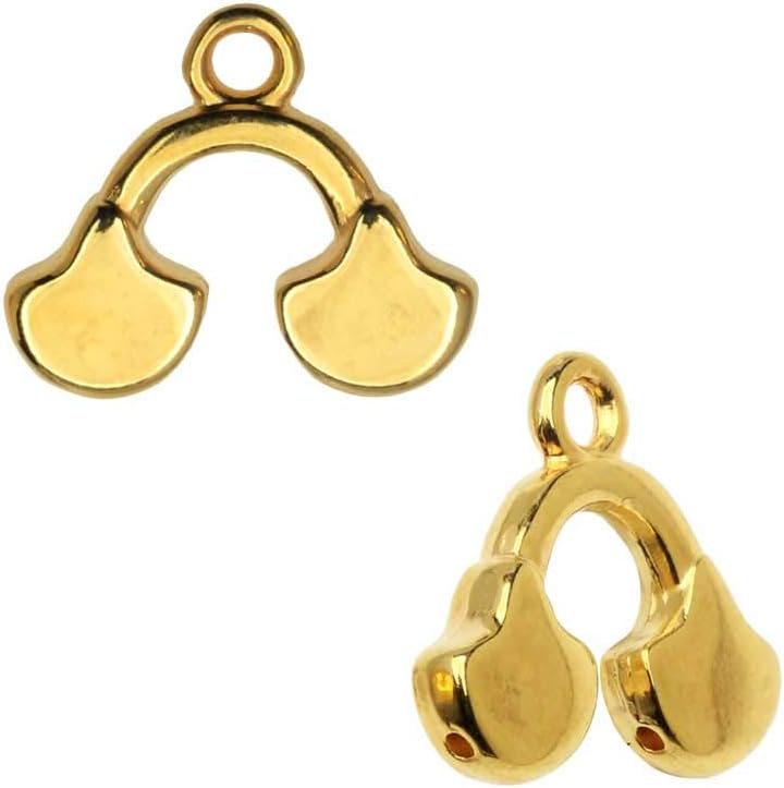 Cymbal Bead Endings for Ginko Beads, Karavos II, 14x16mm, 2 Pieces, 24k Gold Plated image 2