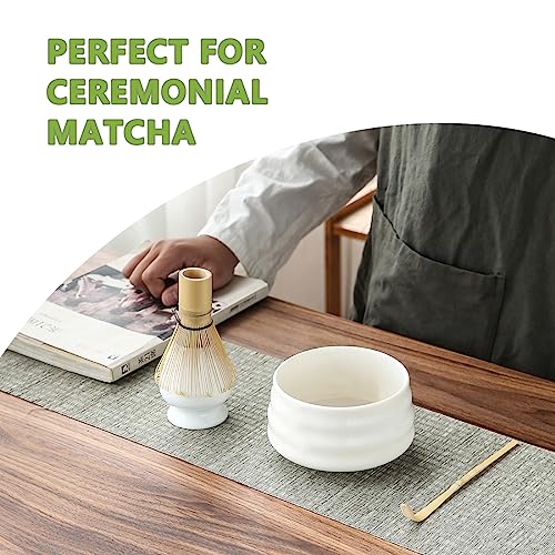 Japanese Matcha Tea Set, Matcha Ceremony Accessory - Matcha Whisk, Ceramic Bowl And Whisk Holder, Traditional Scoop, The Perfect Set To Prepare A Traditional Cup Of Matcha #TOP6