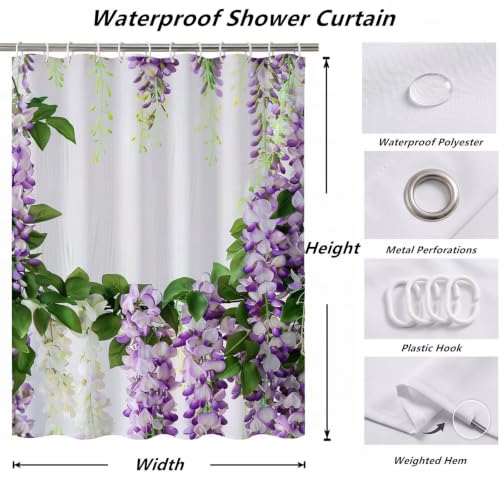 Rideau de douche violet 180x220cm lavable ZO-939 - 7