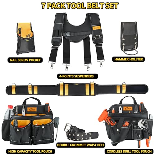 Aupofit 7-Piece Tool Belt with Suspenders