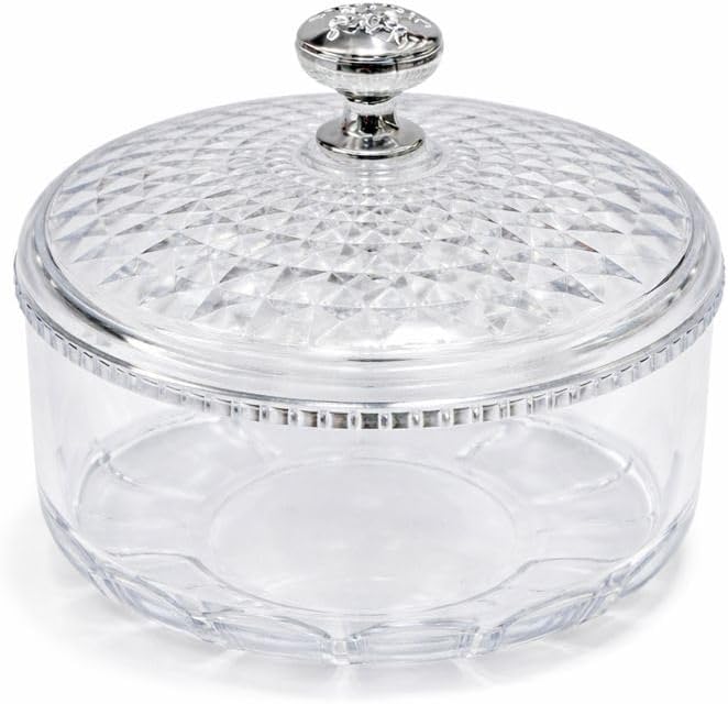 Clear Acrylic Storage Container with Decorative Lid for Nuts, Dry Fruits & Snacks | Elegant Tabletop Jar for Home & Kitchen وعاء تخزين أكريليك شفاف بغطاء مزخرف للمكسرات والفواكه المجففة والوجبات الخفي