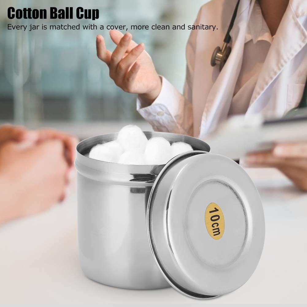 Organizador de almacenamiento para encimera de tocador de baño, caja contenedora de tarro de caja de acero inoxidable con tapa, vaso de bola de algodón para tarro de bote para bastoncillos de algodón