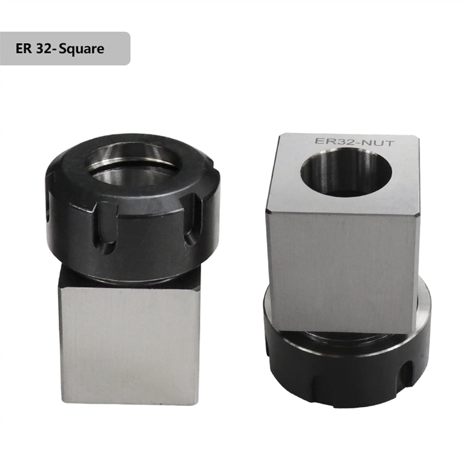 Square ER32 Collet Block Chuck Hard Steel Hex ER Spring for Lathe Engraving Cutting Machine Tool Holder 1Pcs(Square ER 32)