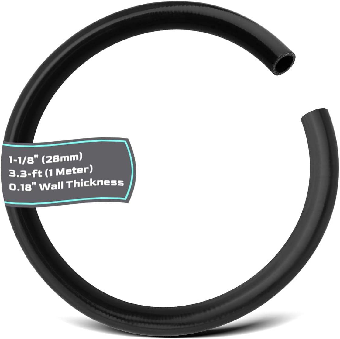 1-1/8" x 3.3 FT Length Engine Radiator Heavy Duty Coolant Hose 3-Ply Black Reinforced Straight Coolant Tube Radiator Coupler Tubing