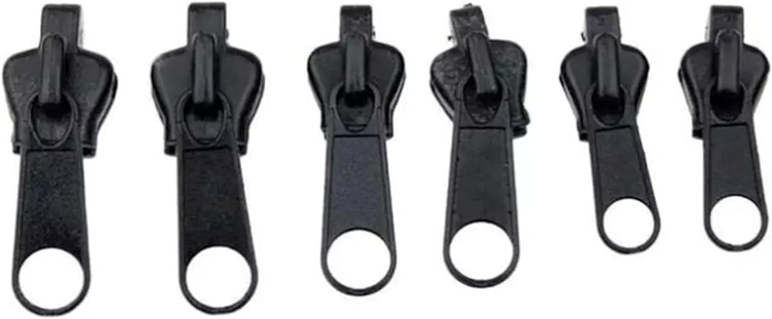 Dwang Black 6Pcs Zipper Repair Kit Universal Instant Zipper Fixer With Metal Slide Fix Any Instantly 3 Different Fix A Sizes Sewing Fasteners