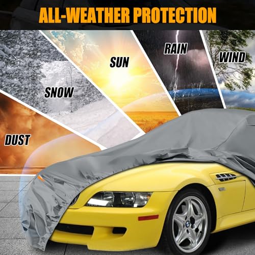 Waterproof Premium Car Covers Replace for 1996-2008 BMW Z3, 10 Layers Heavy Duty All Weather Car Cover with Zipper Door, Windproof Bands for Snow Rain Dust Protection by sportuli - Image 6