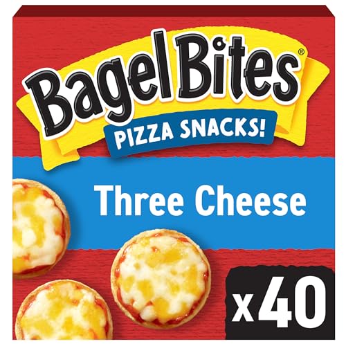 Bagel Bites Mini Pizza Bagel Frozen Snacks, 1 Box, for After-School and Late Night Snacking, Three Cheese, No High-Fructose Corn Syrup and No Artificial Flavors, 40 ct