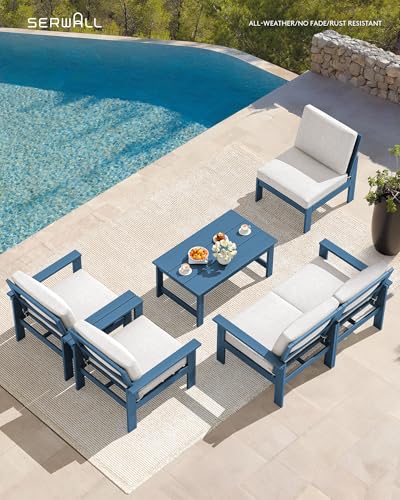 Image of SERWALL HDPE Outdoor Patio Furniture Set with Coffee Table