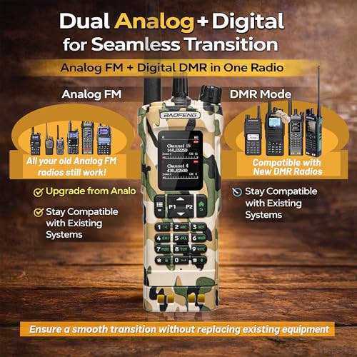 Image of BAOFENG DM32 DMR Ham Radio: 10W GPS Portable Radio with Earpiece for Hiking Camping - Type-C Rechargeable Amateur Radio Dual Band VHF UHF with 2-Battery for Outdoor Hunting Camo