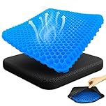 Gel Seat Cushion,Soft Sitter Honeycomb Ergonomic Cushion Cool Gel Cushion Large Double Thick Gel Cushion with Cloth Cover Pressure Pain Relief Breathable Seat Cushion for Office Chair,Car,Wheelchair