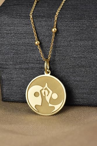 Collier médaille Méditation en argent plaqué or LKBEADS