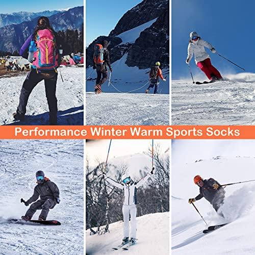 Merino Wool Knee High Thermal Ski Socks for Women Men 4-9, Mens Womens Long Thick Winter Warm Black Football Sports Socks Anti Blister Cushioned Snowboarding Mountaineering Hiking Boot Socks 2 Pairs